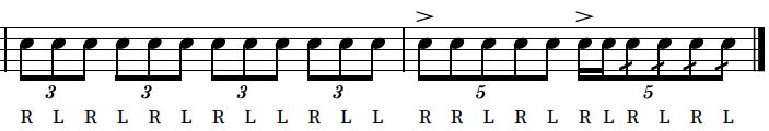 how to play triplet to fivelet roll